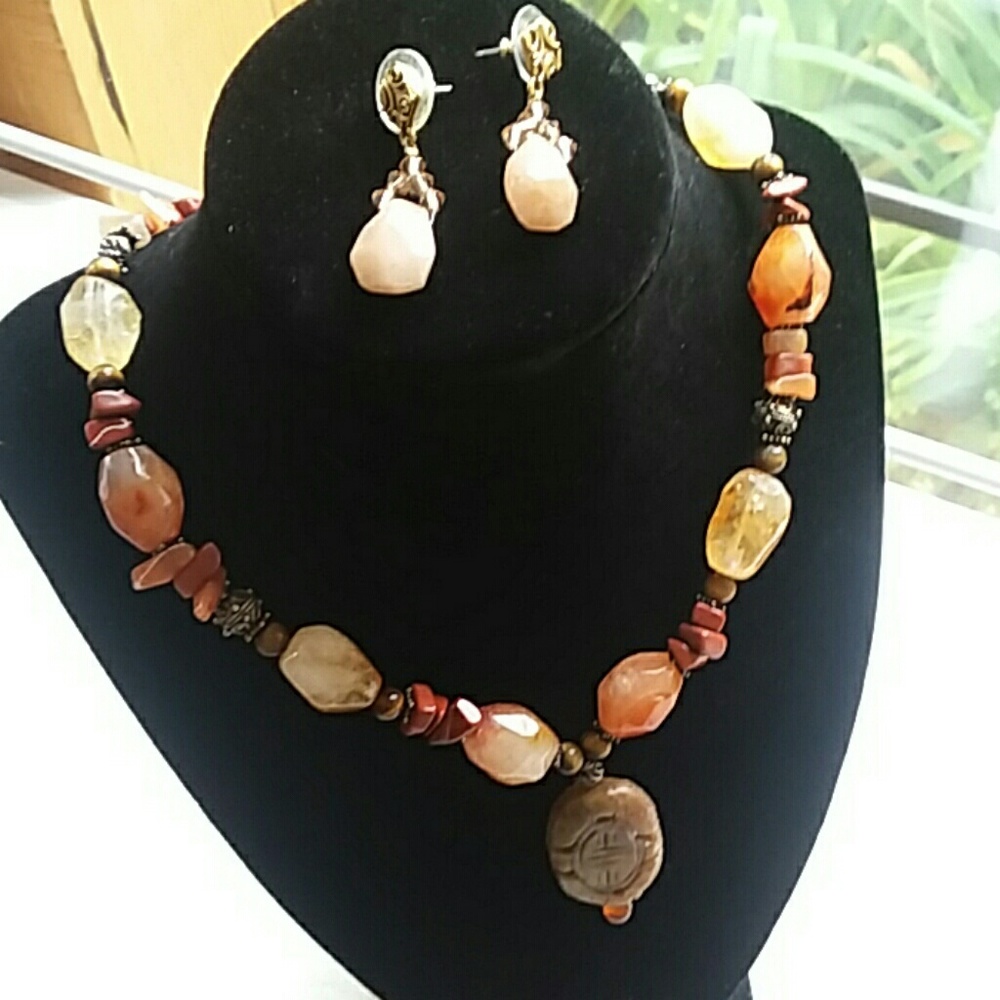 Artisan: B. Aston Natural Stone Necklace/Earrings